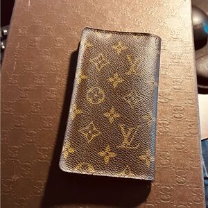 Louis Vuitton Brown Monogram Wallet with Gold Motif